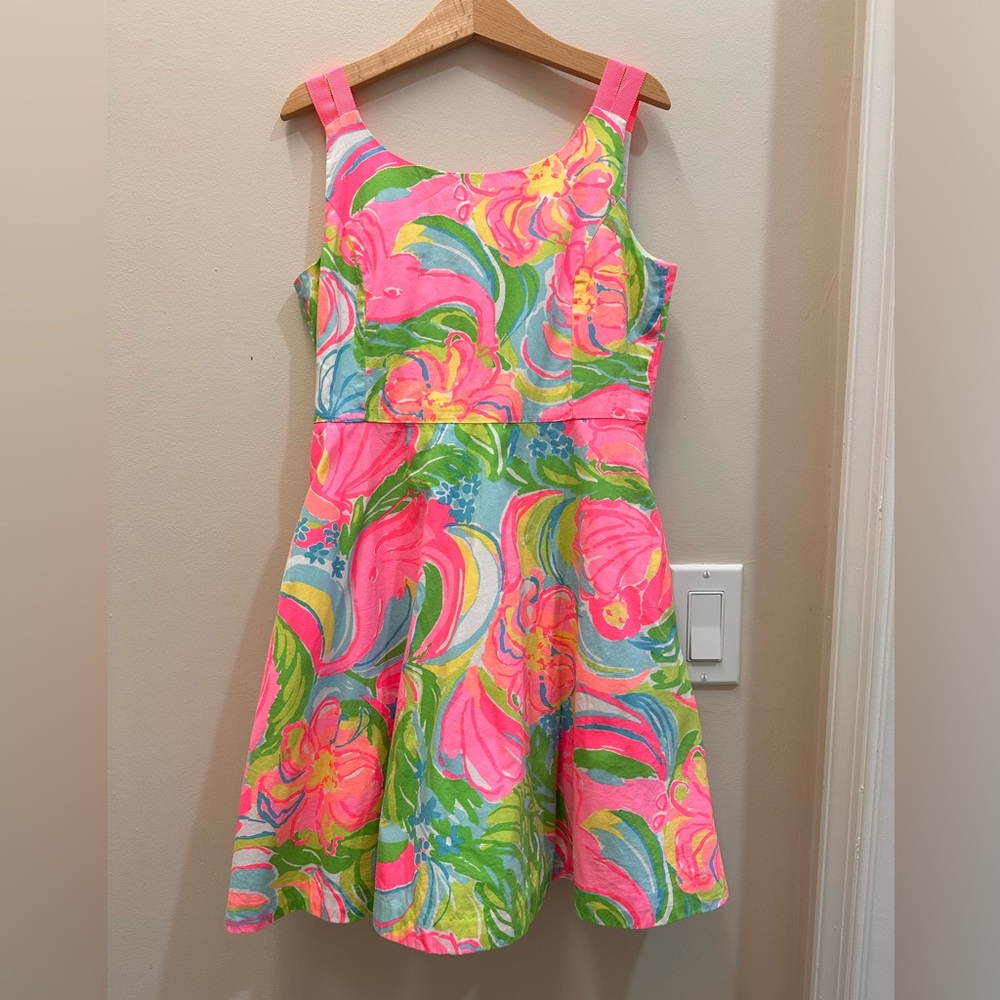 Lilly Pulitzer Girls' Bright Pink Floral Sleeveless Fit-and-Flare Dress